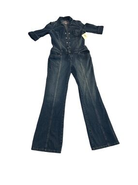 Rare Vtg Guess WomenDenim Jumpsuit NWT XL Stretch Flare Leg Catsuit Romper Y2K